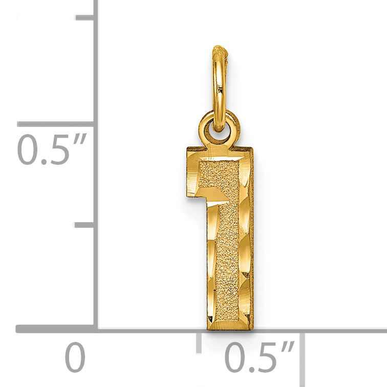 10ky Casted Small Diamond-cut Number 1 Charm