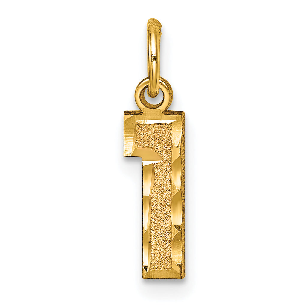 10ky Casted Small Diamond-cut Number 1 Charm
