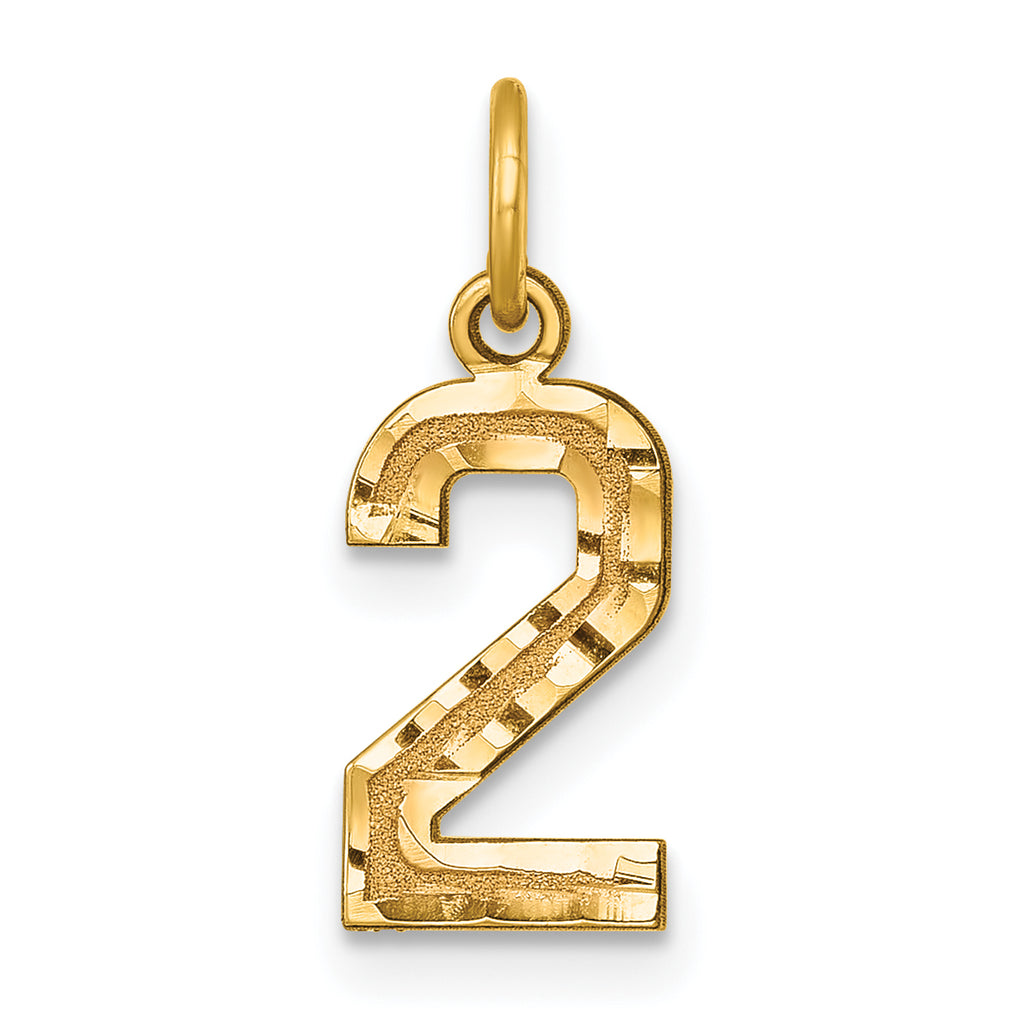 10ky Casted Small Diamond-cut Number 2 Charm