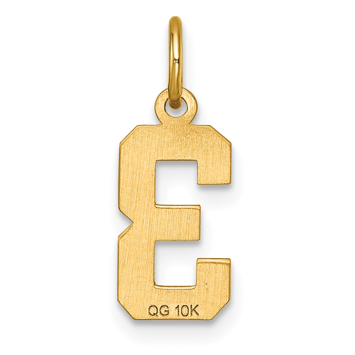 10ky Casted Small Diamond-cut Number 3 Charm
