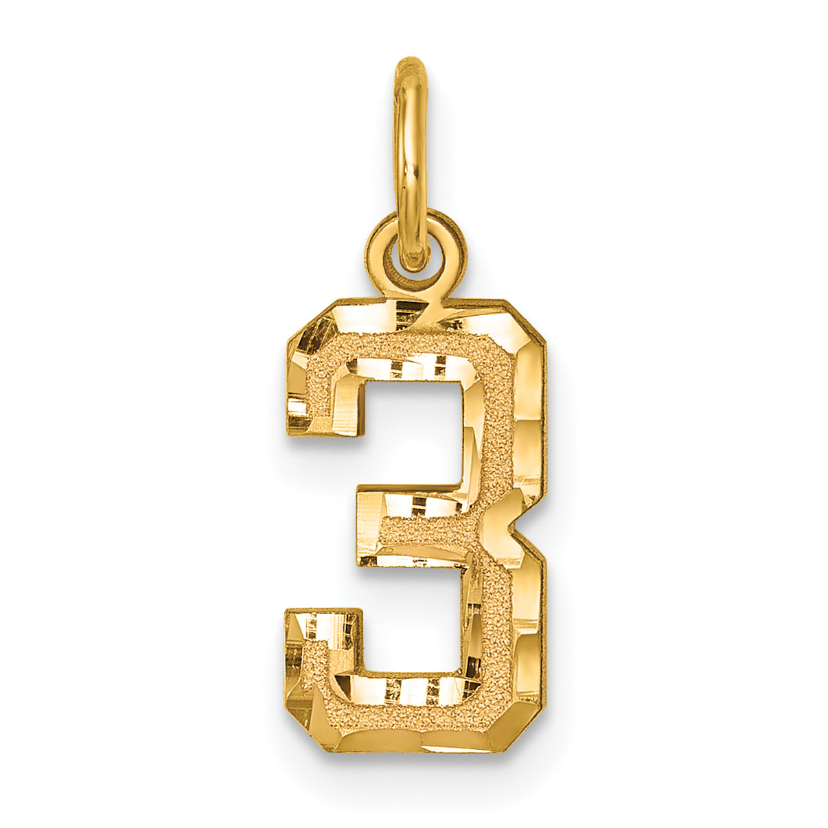 10ky Casted Small Diamond-cut Number 3 Charm Main image