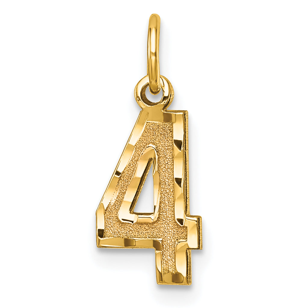 10ky Casted Small Diamond-cut Number 4 Charm