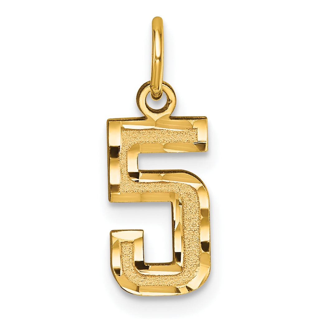 10ky Casted Small Diamond-cut Number 5 Charm