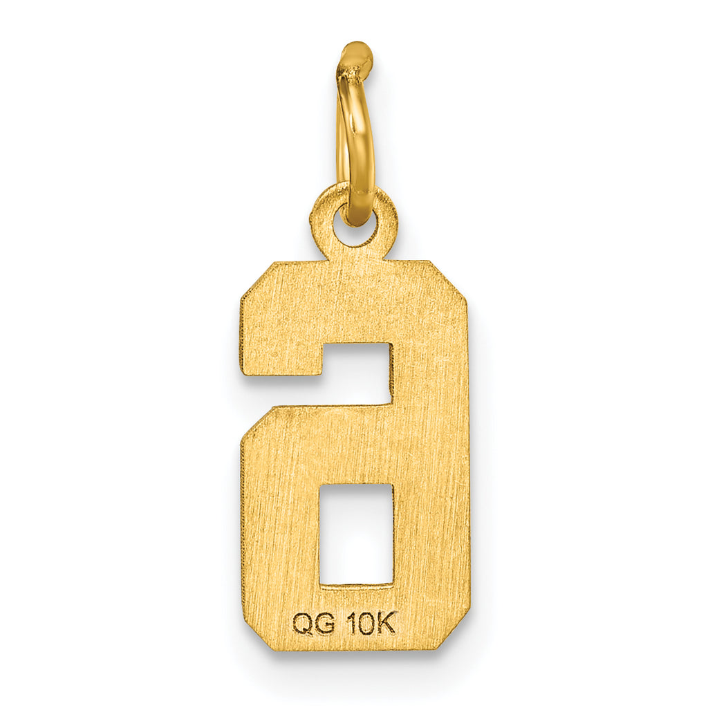 10ky Casted Small Diamond-cut Number 6 Charm