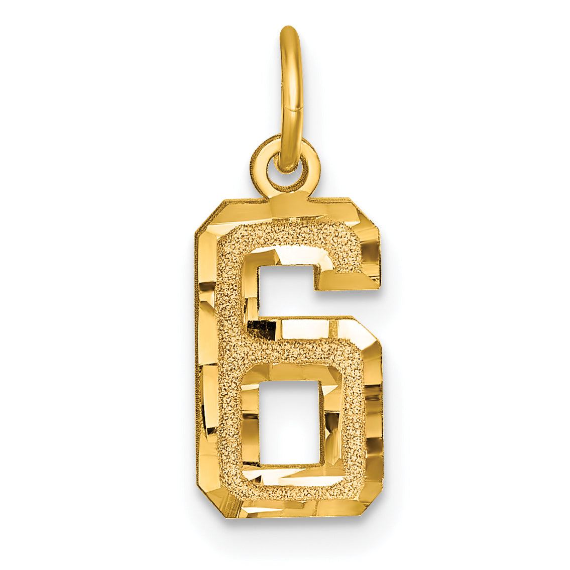 10ky Casted Small Diamond-cut Number 6 Charm Main image