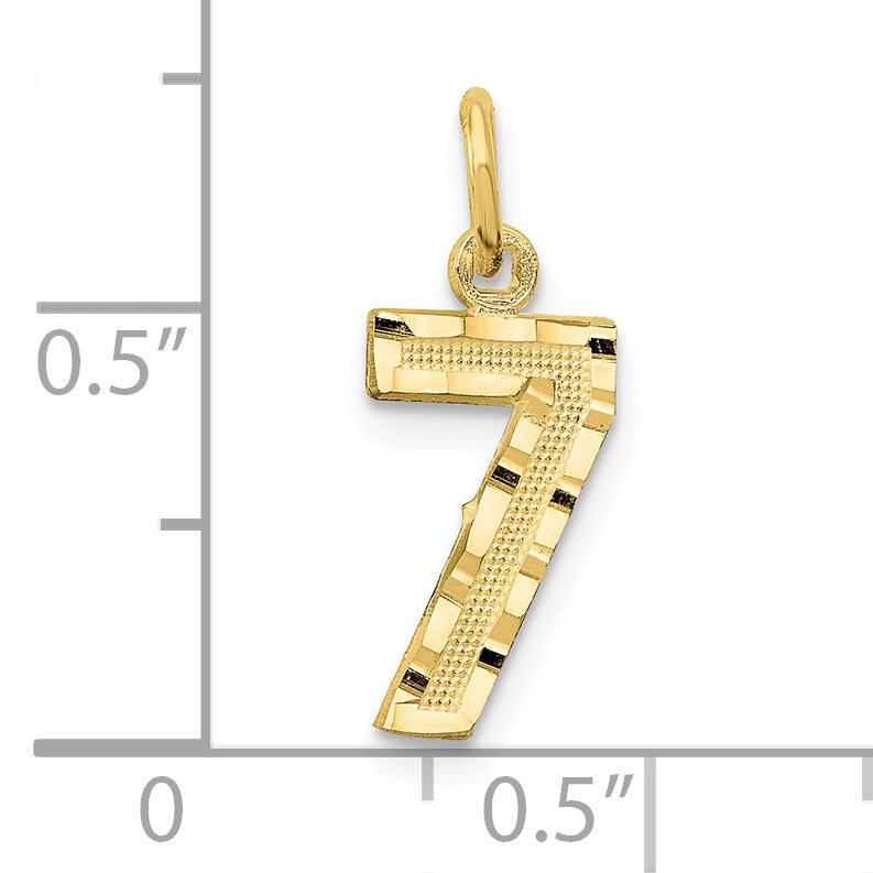 10ky Casted Small Diamond-cut Number 7 Charm