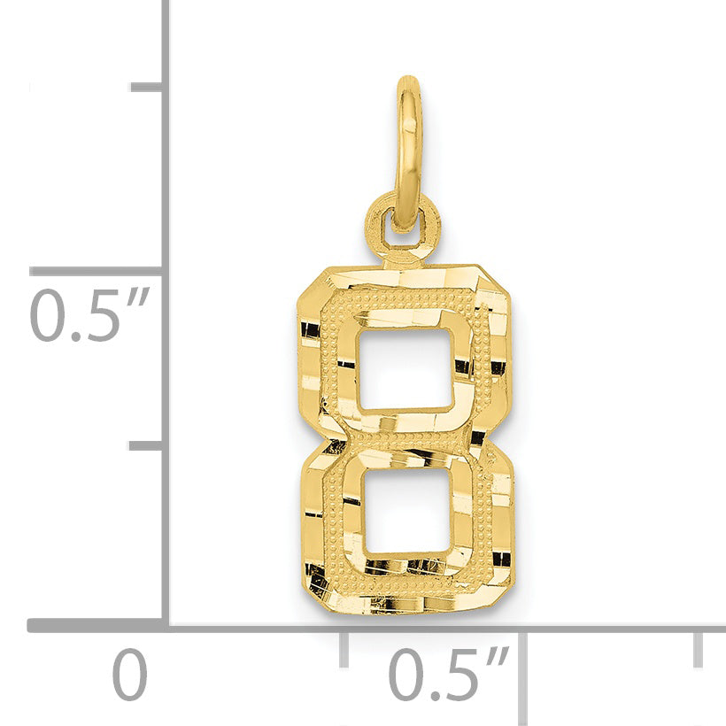 10ky Casted Small Diamond-cut Number 8 Charm