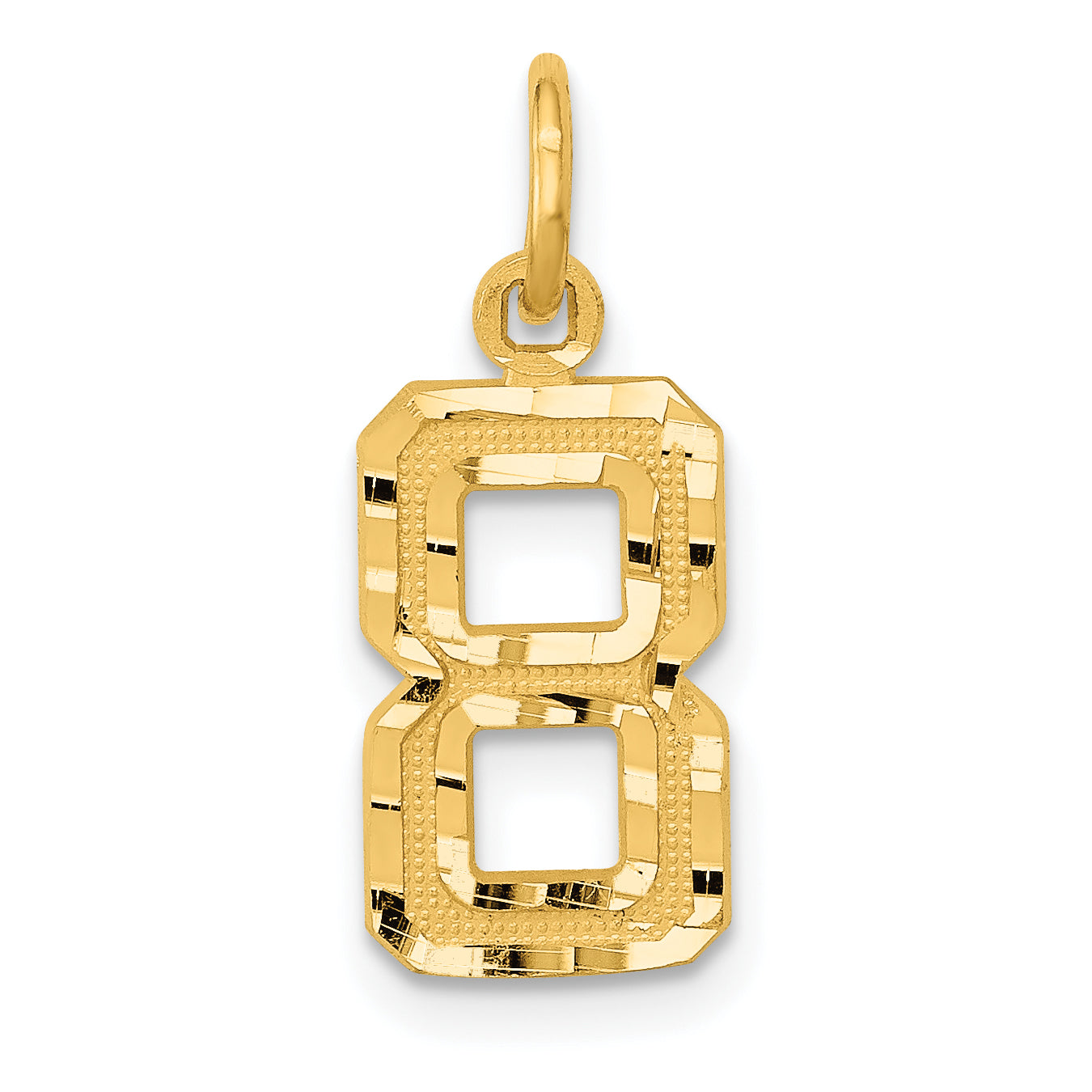 10ky Casted Small Diamond-cut Number 8 Charm Main image