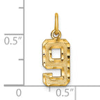 10ky Casted Small Diamond-cut Number 9 Charm