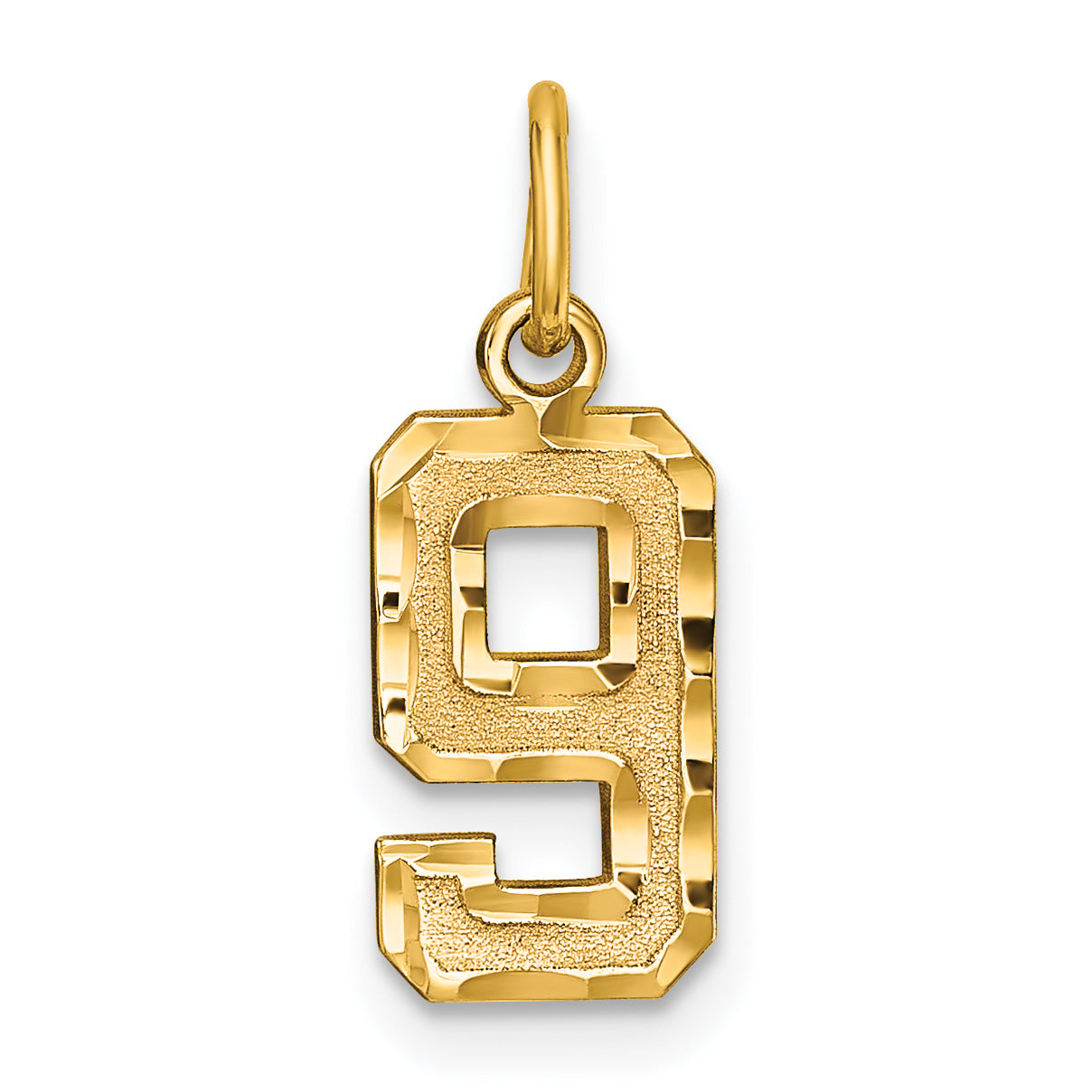 10ky Casted Small Diamond-cut Number 9 Charm Main image