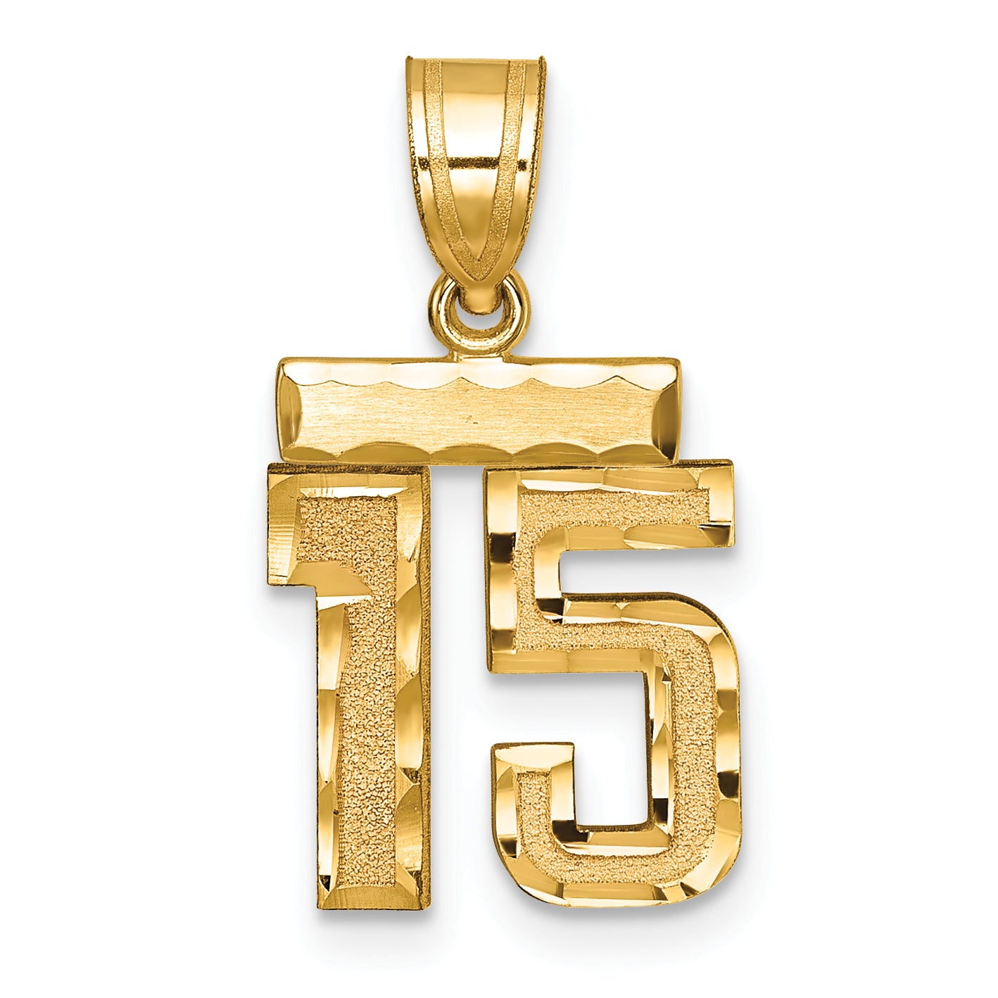 10k Small Brushed Diamond-cut Number 15 Charm Main image
