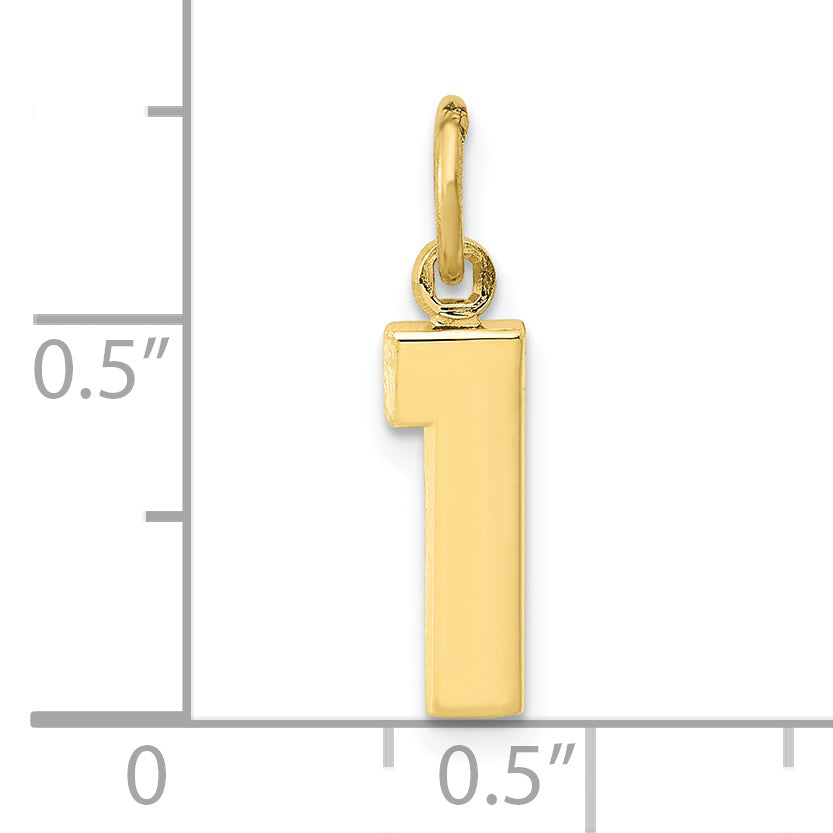 10k Small Polished Number 1 Charm