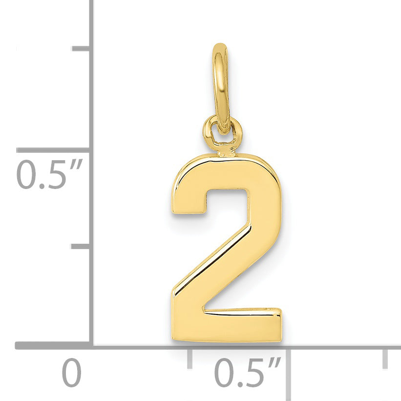10k Small Polished Number 2 Charm