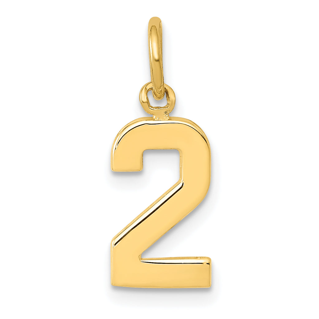 10k Small Polished Number 2 Charm