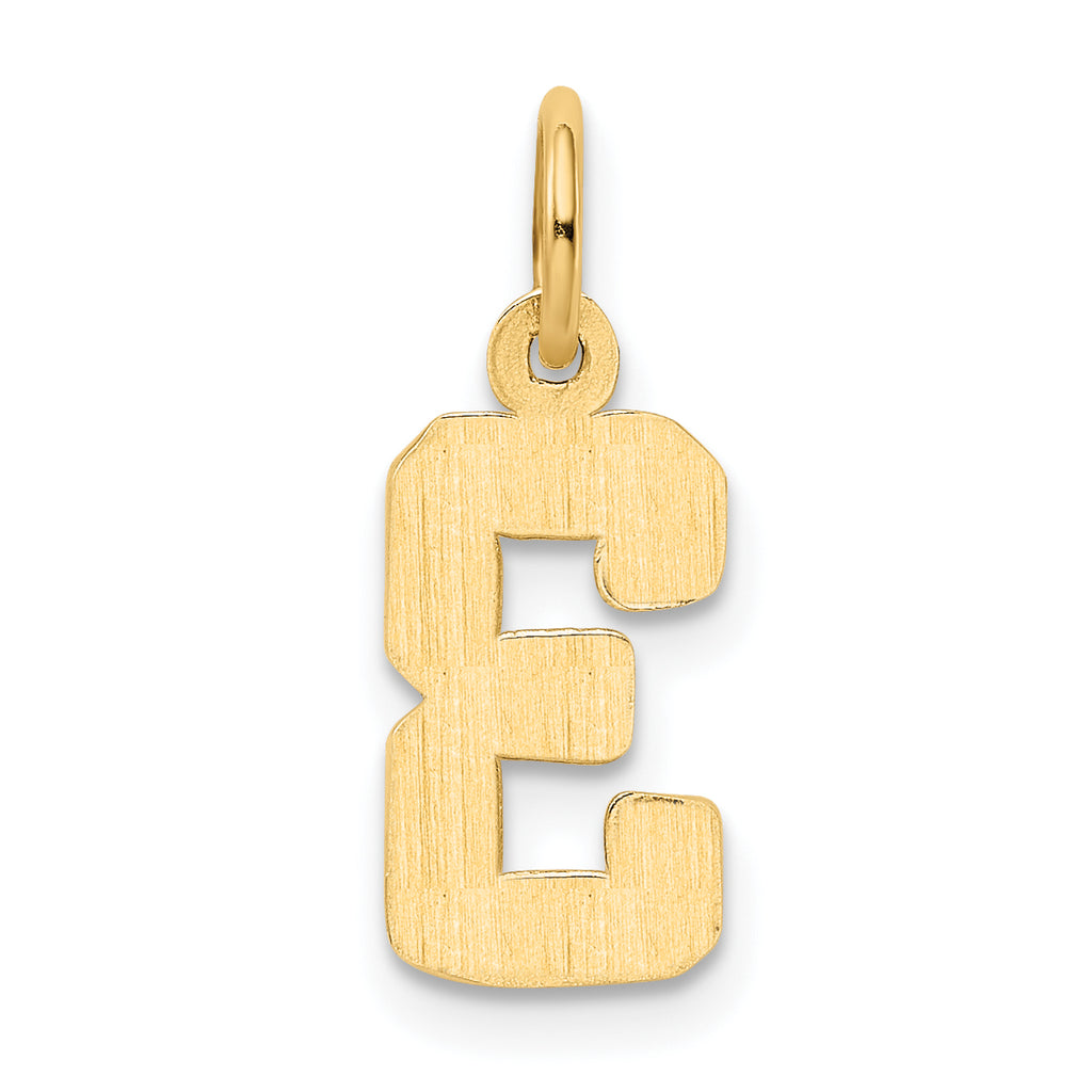 10k Small Polished Number 3 Charm