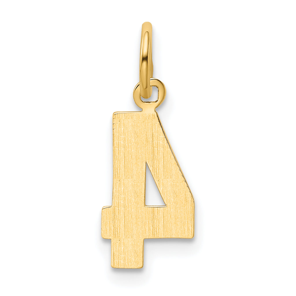 10k Small Polished Number 4 Charm