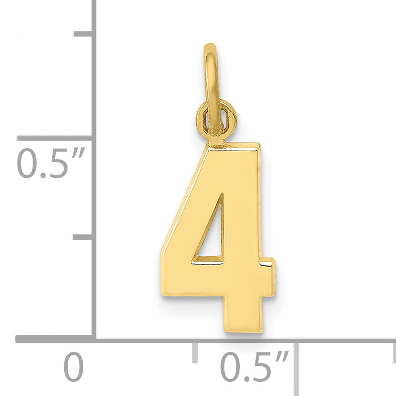 10k Small Polished Number 4 Charm
