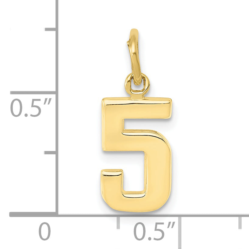 10k Small Polished Number 5 Charm
