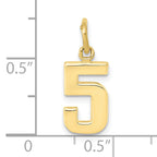 10k Small Polished Number 5 Charm
