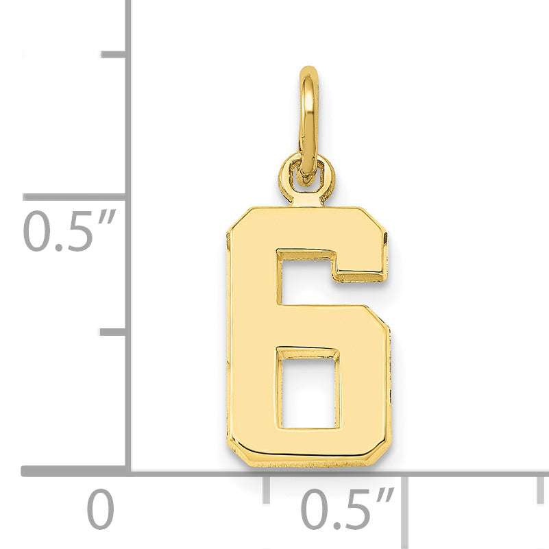 10k Small Polished Number 6 Charm