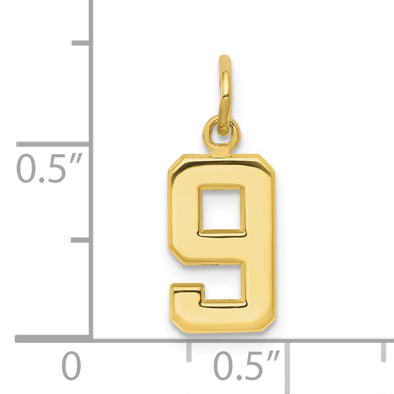 10k Small Polished Number 9 Charm