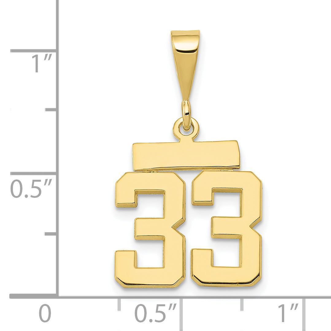 10k Small Polished Number 33 Charm