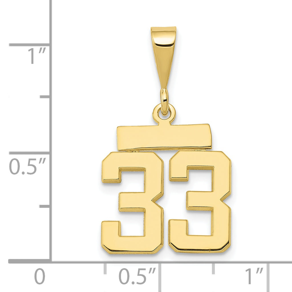 10k Small Polished Number 33 Charm