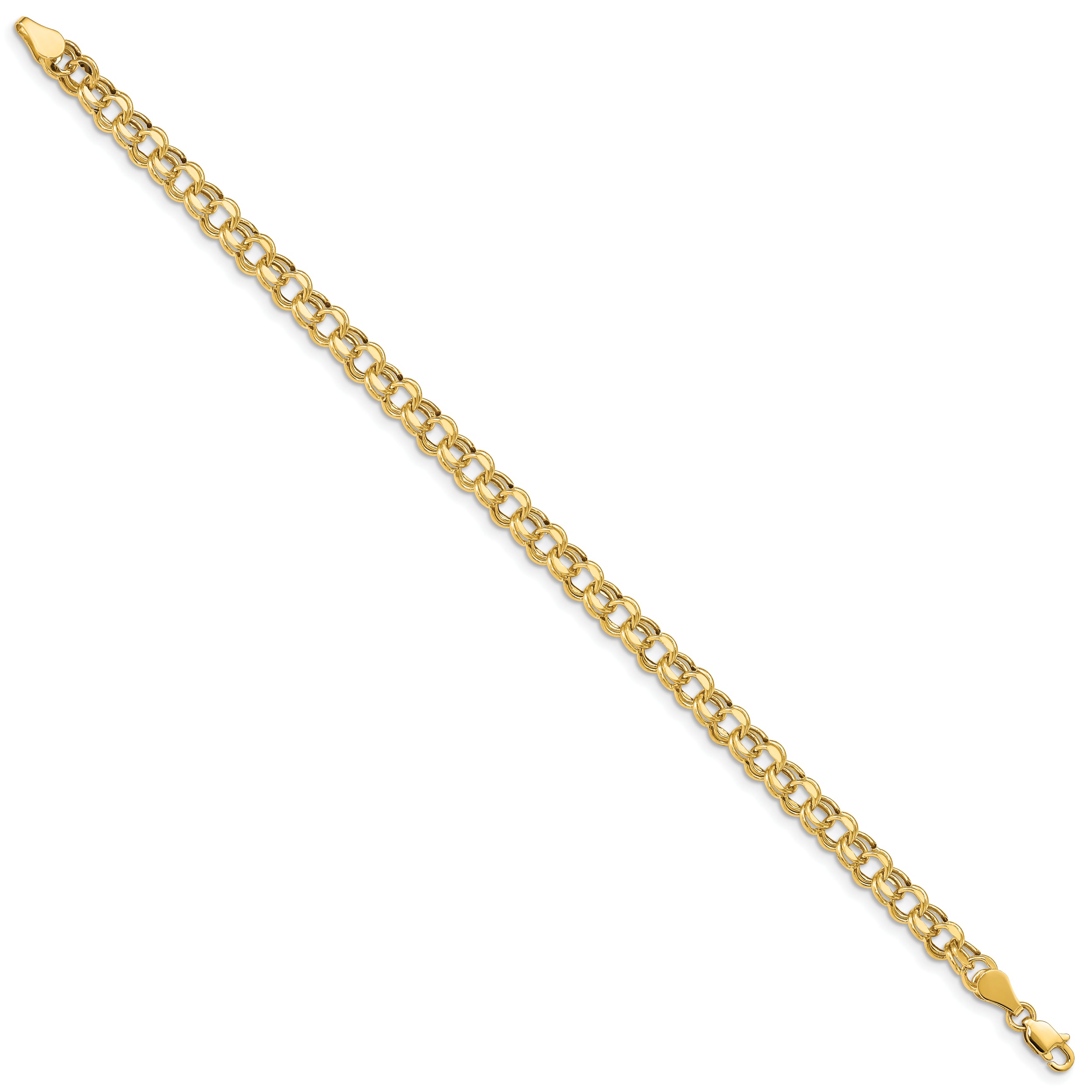 10k Lite 5mm Diamond-cut Double Link Charm Bracelet