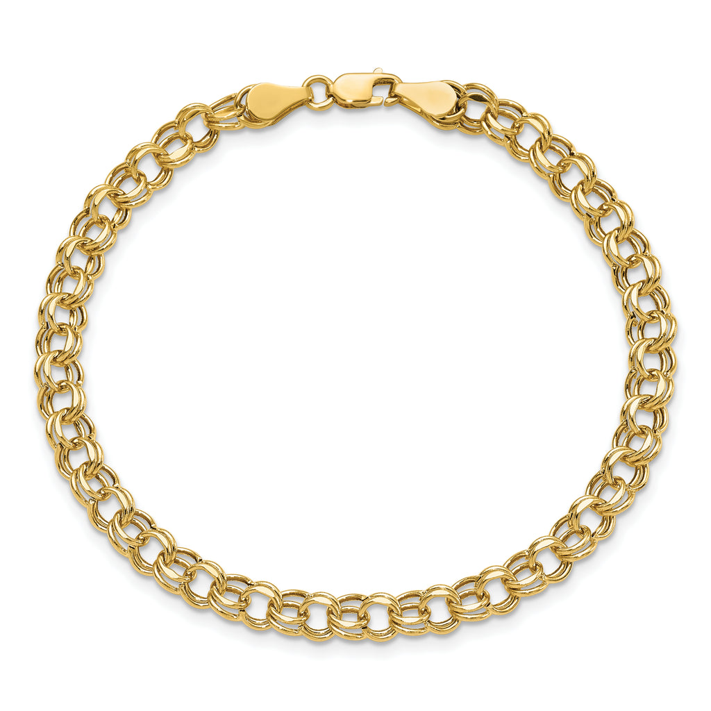 10k Lite 5mm Diamond-cut Double Link Charm Bracelet