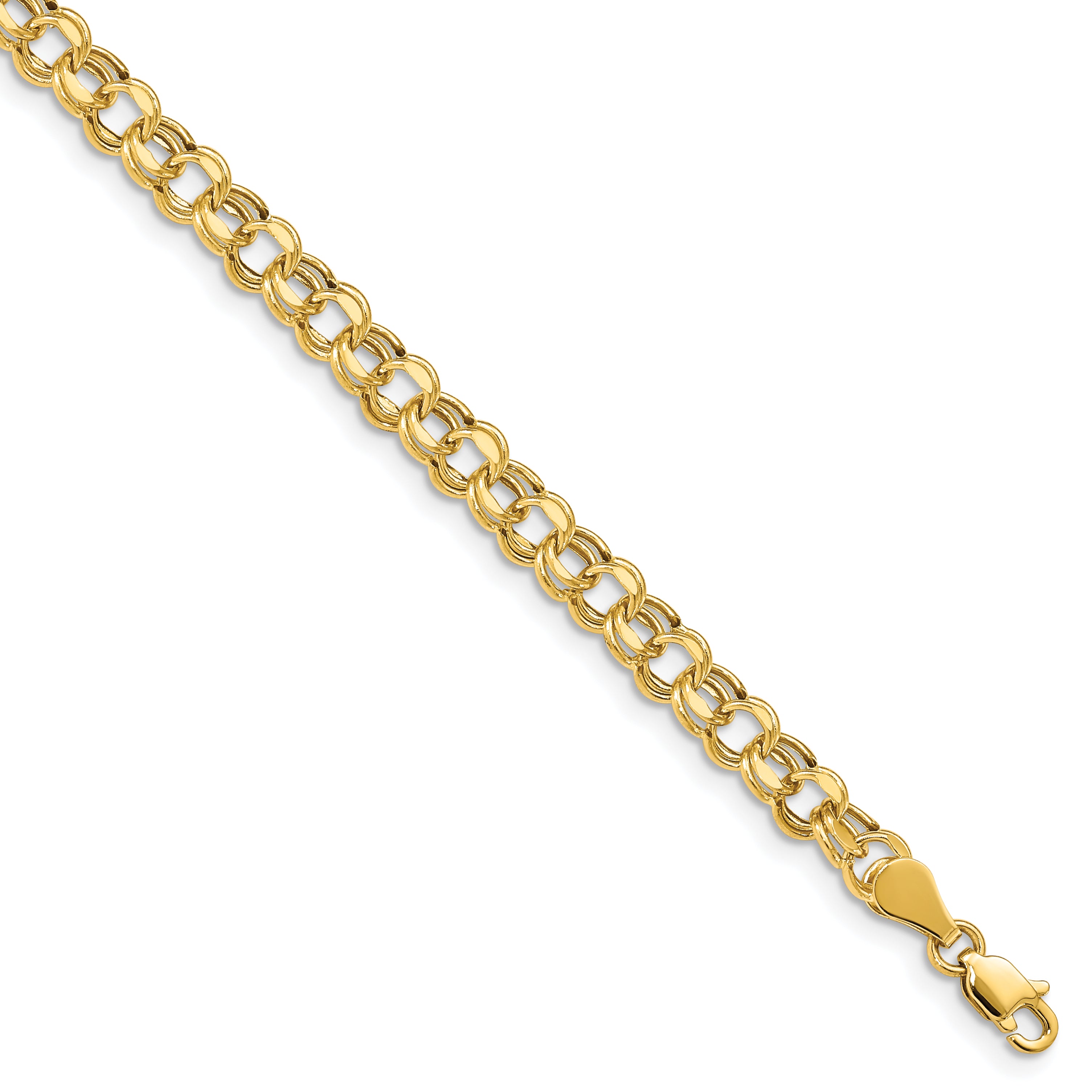 10k Lite 5mm Diamond-cut Double Link Charm Bracelet Main image