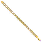 10k Lite 7mm Triple Link Charm Bracelet