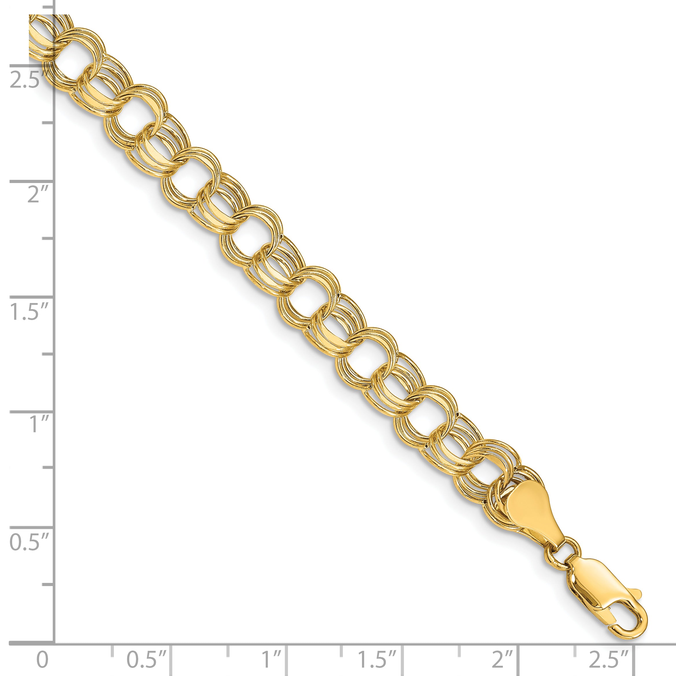 10k Lite 7mm Triple Link Charm Bracelet Secondary image