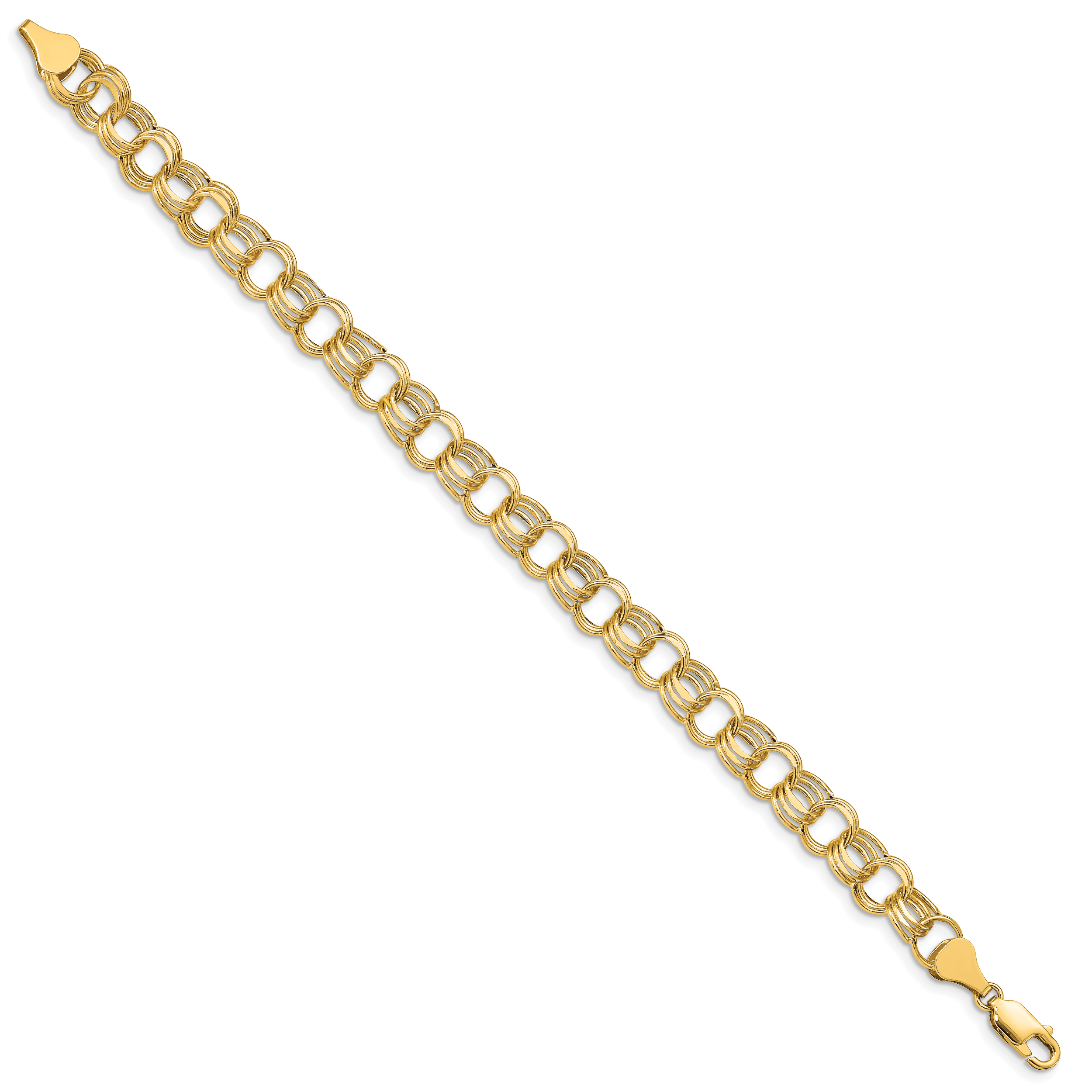 10k Lite 8mm Triple Link Charm Bracelet