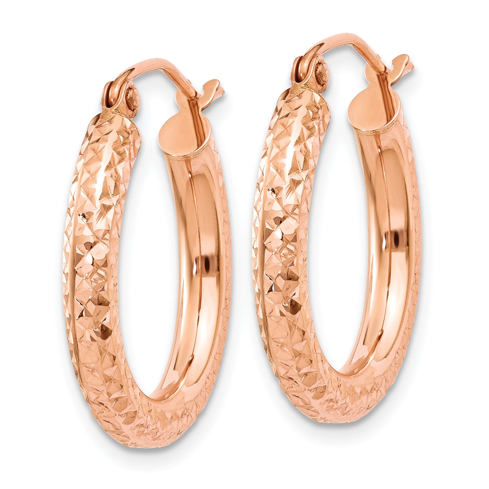 10K Rose Gold 3mm Diamond-cut Hoop Secondary image