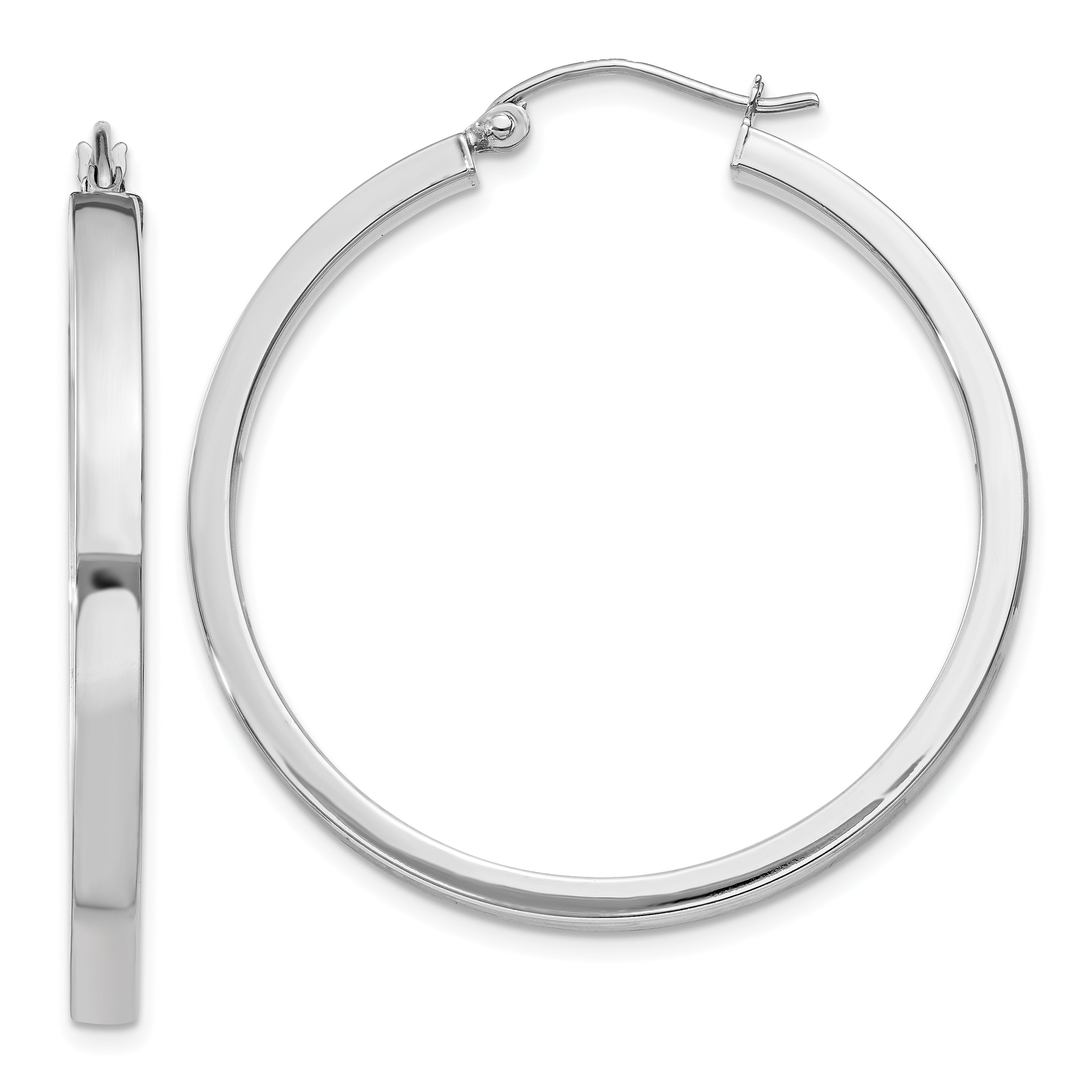 10k White Gold 2x3mm Rectangle Tube Hoop Main image