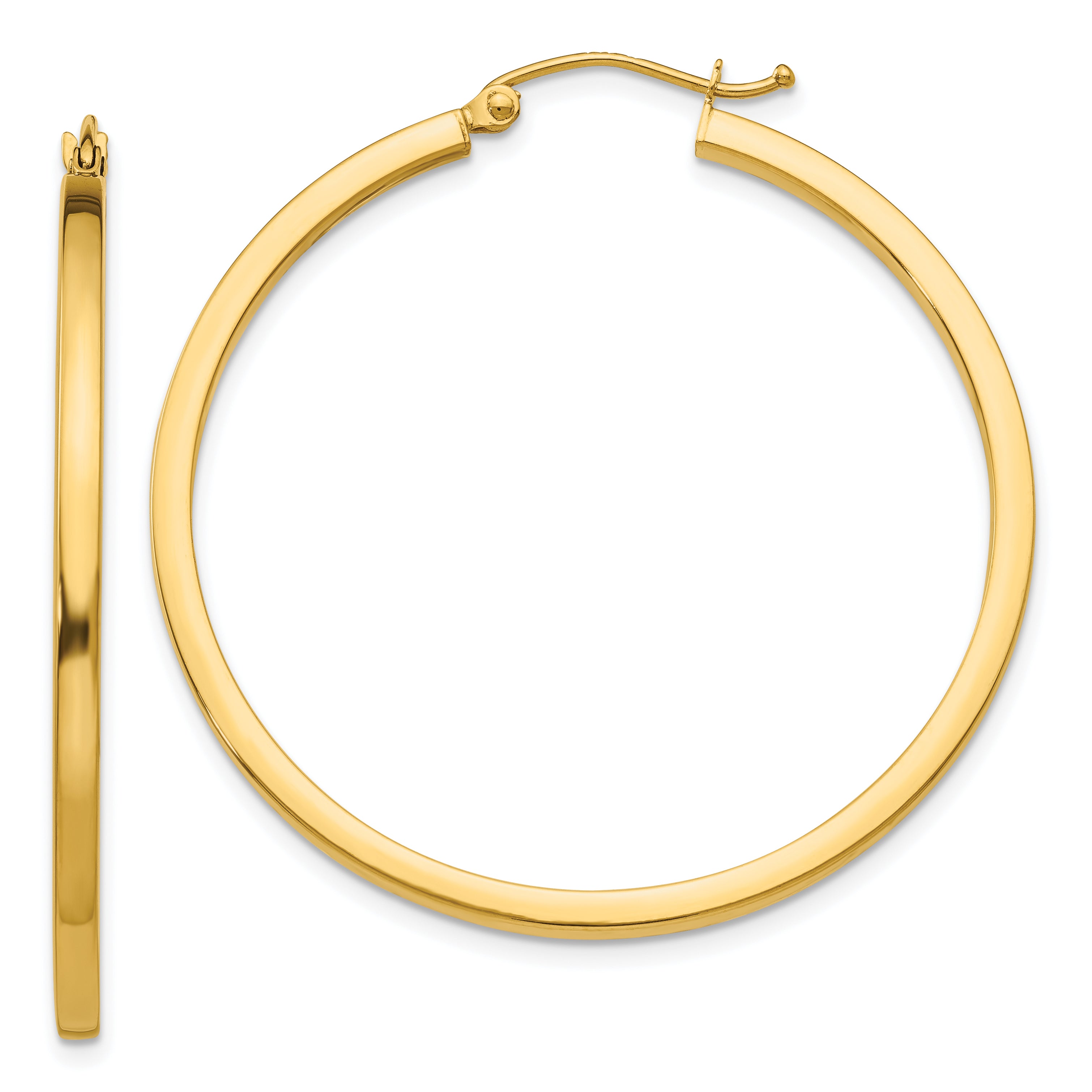 10k 2mm Square Tube Hoop Earrings Main image
