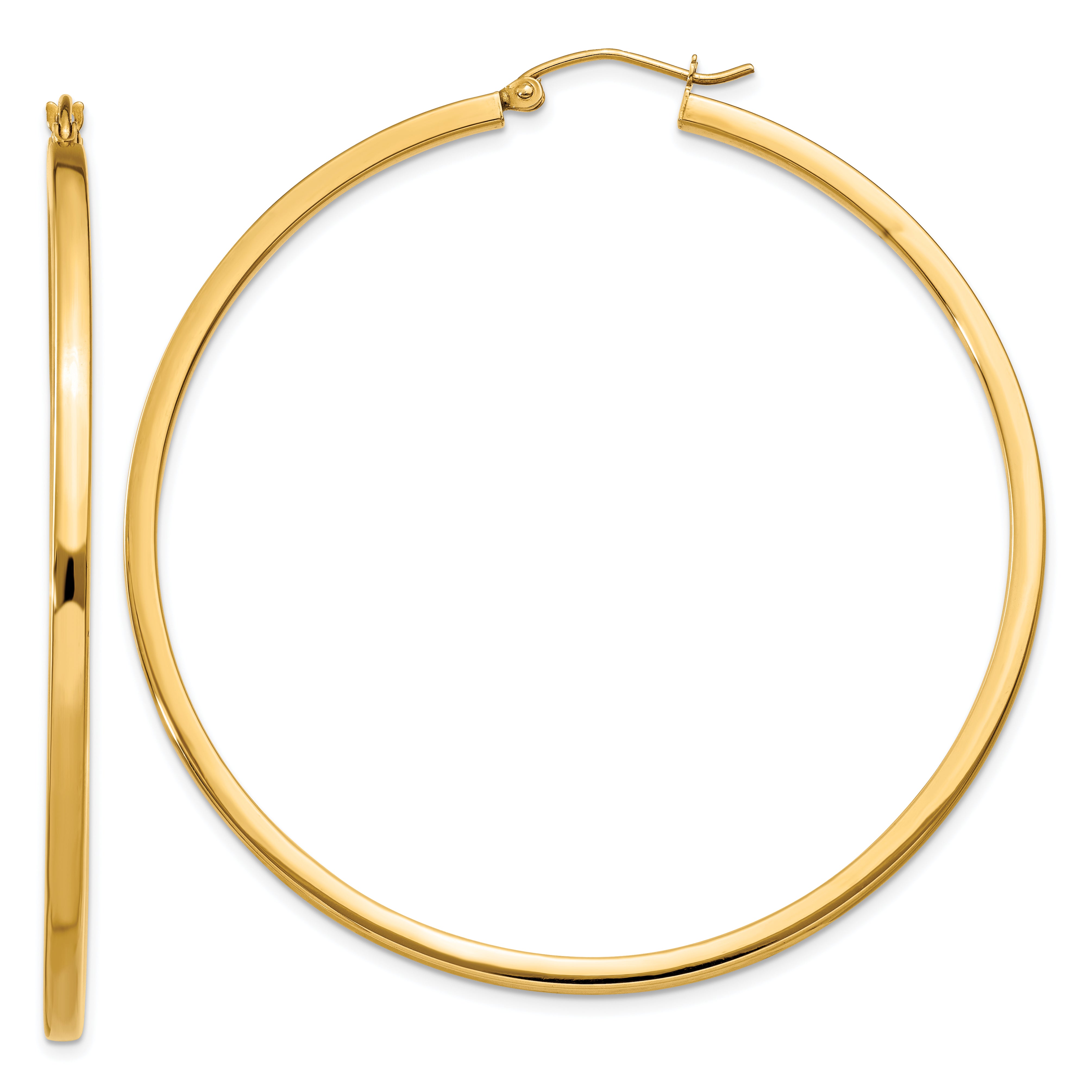 10k 2mm Square Tube Hoop Earrings Main image