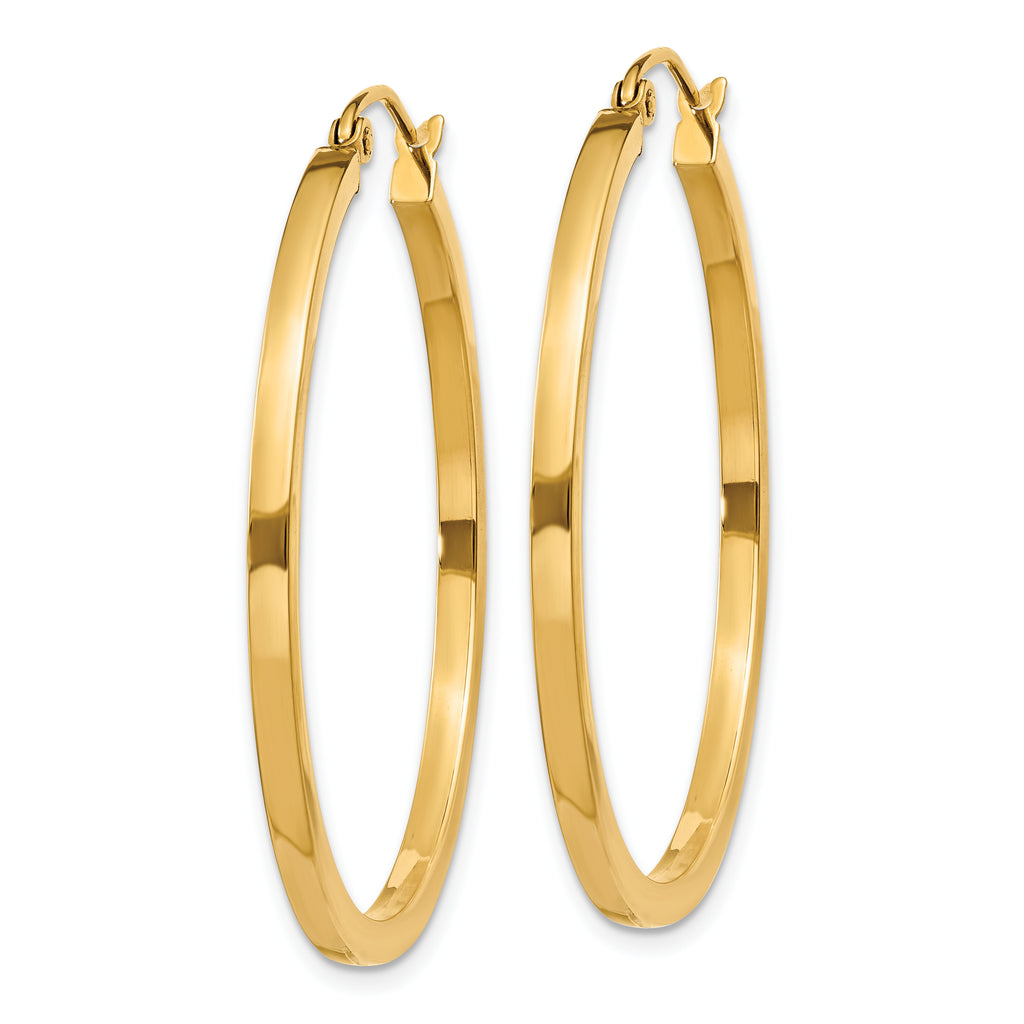 10k 2mm Square Tube Hoop Earrings