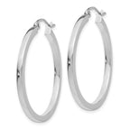 10k White Gold 2mm Square Tube Hoops