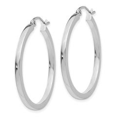 10k White Gold 2mm Square Tube Hoops