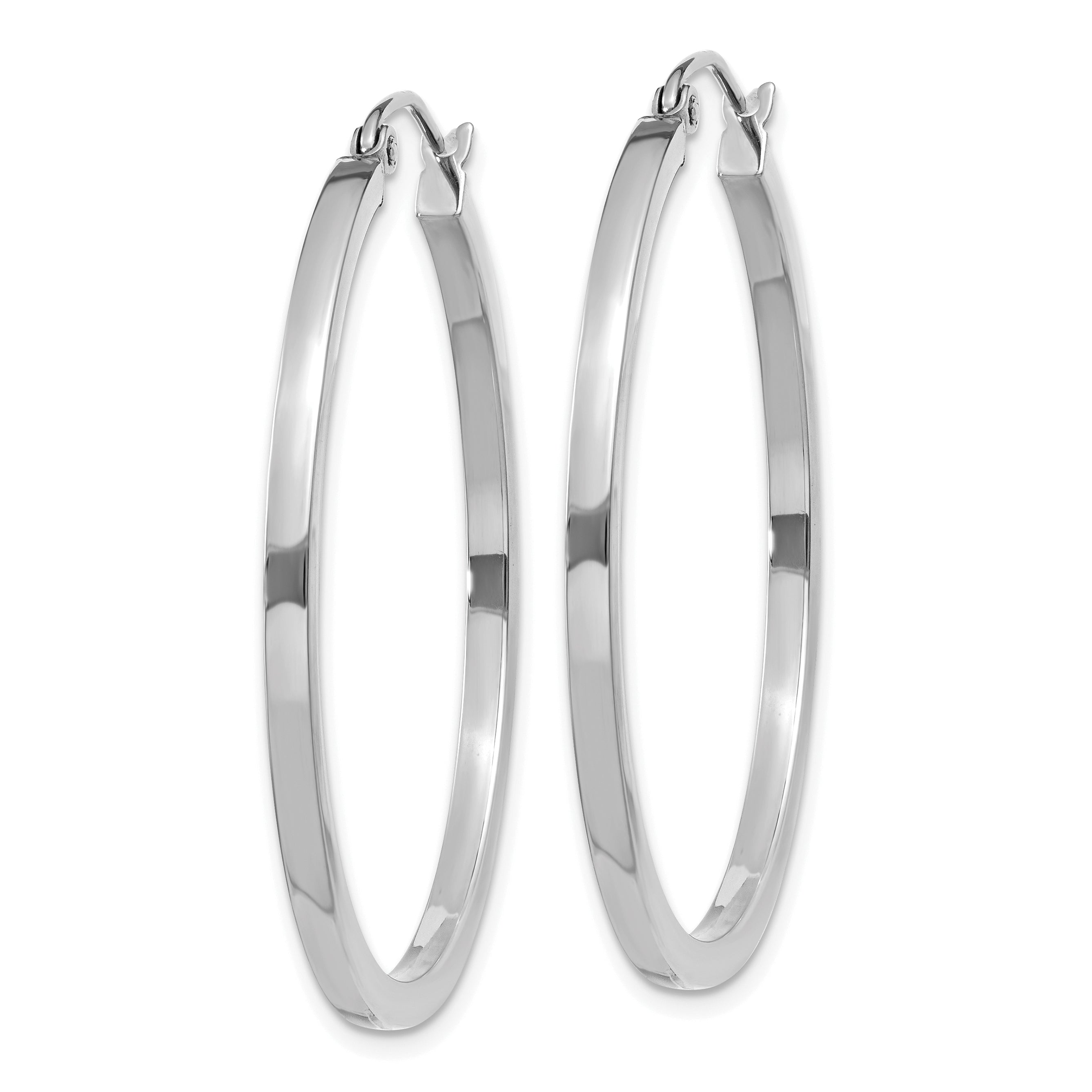 10k White Gold 2mm Square Tube Hoops Secondary image