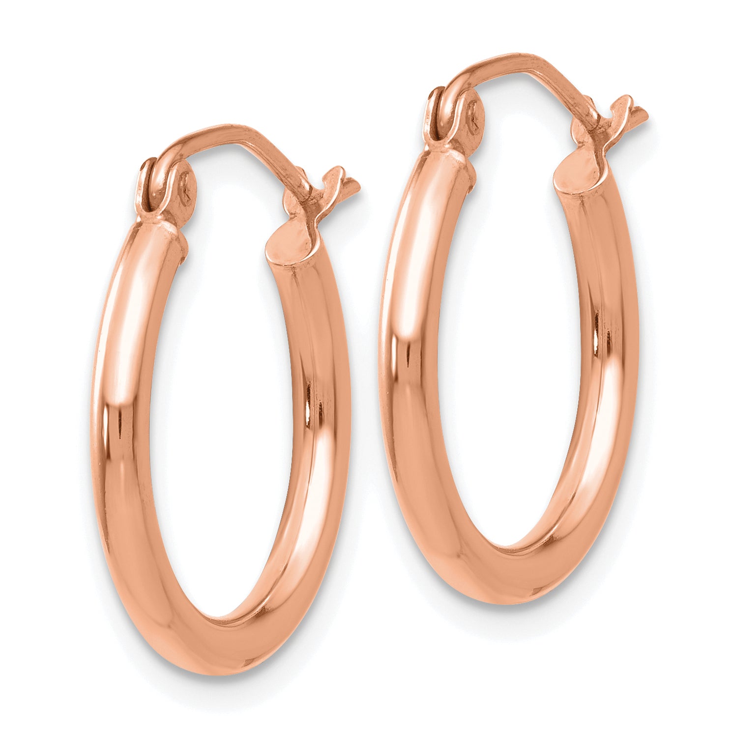 10k Rose Gold Polished 2x17.5mm Lightweight Tube Hoop Earrings Secondary image