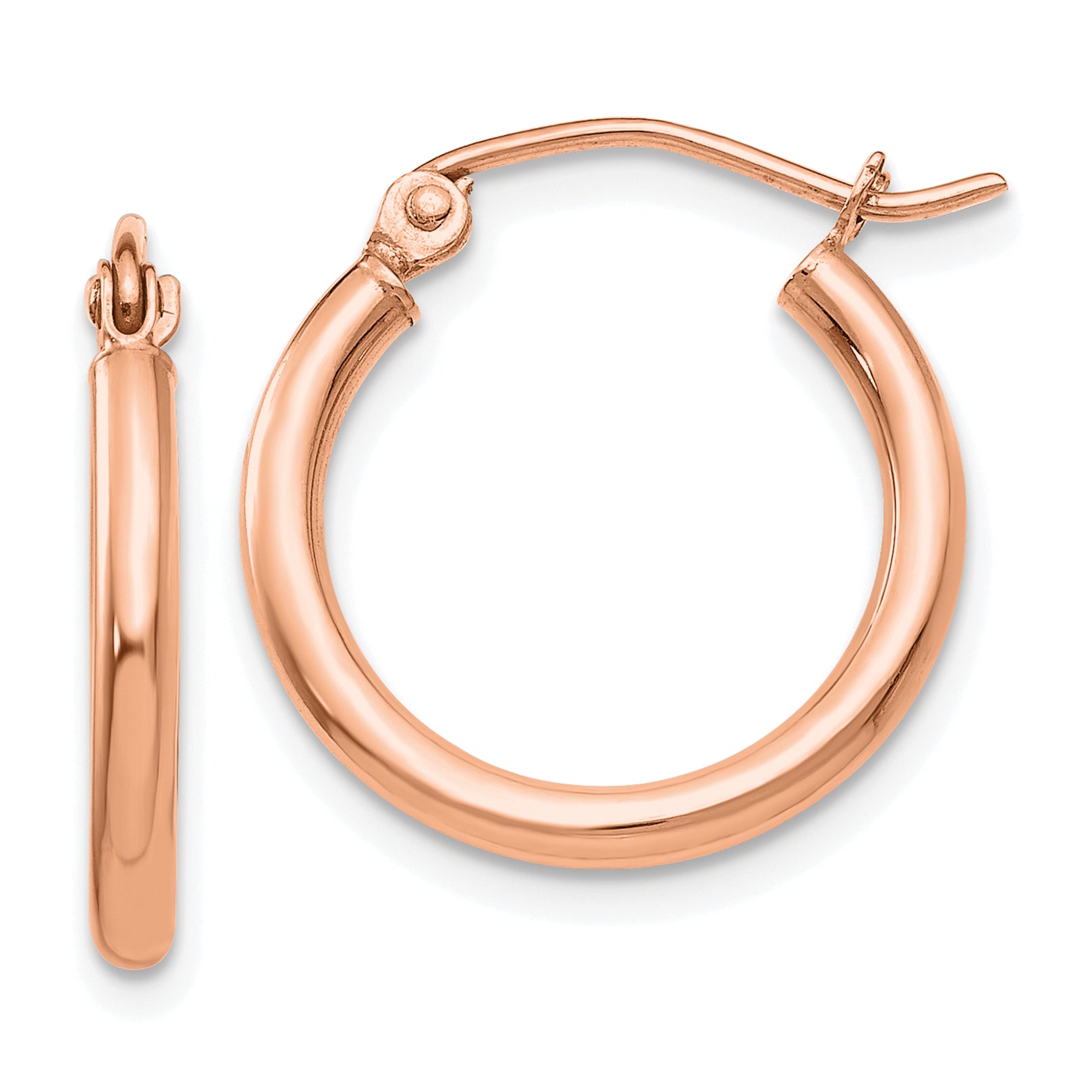 10k Rose Gold Polished 2x17.5mm Lightweight Tube Hoop Earrings Main image