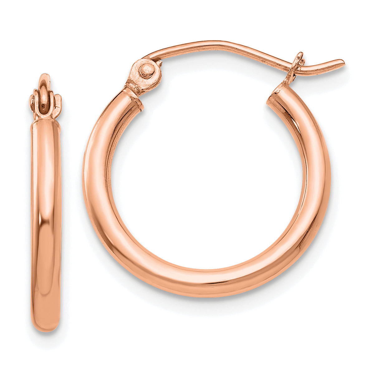 10k Rose Gold Polished 2x17.5mm Lightweight Tube Hoop Earrings