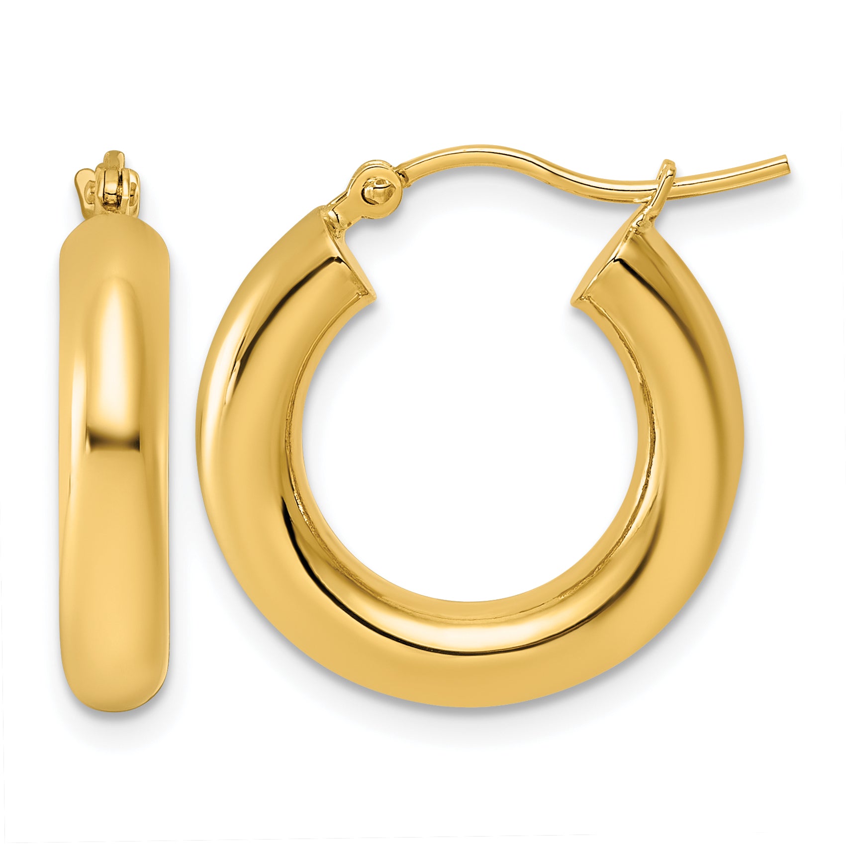10k Polished 4mm Tube Hoop Earrings