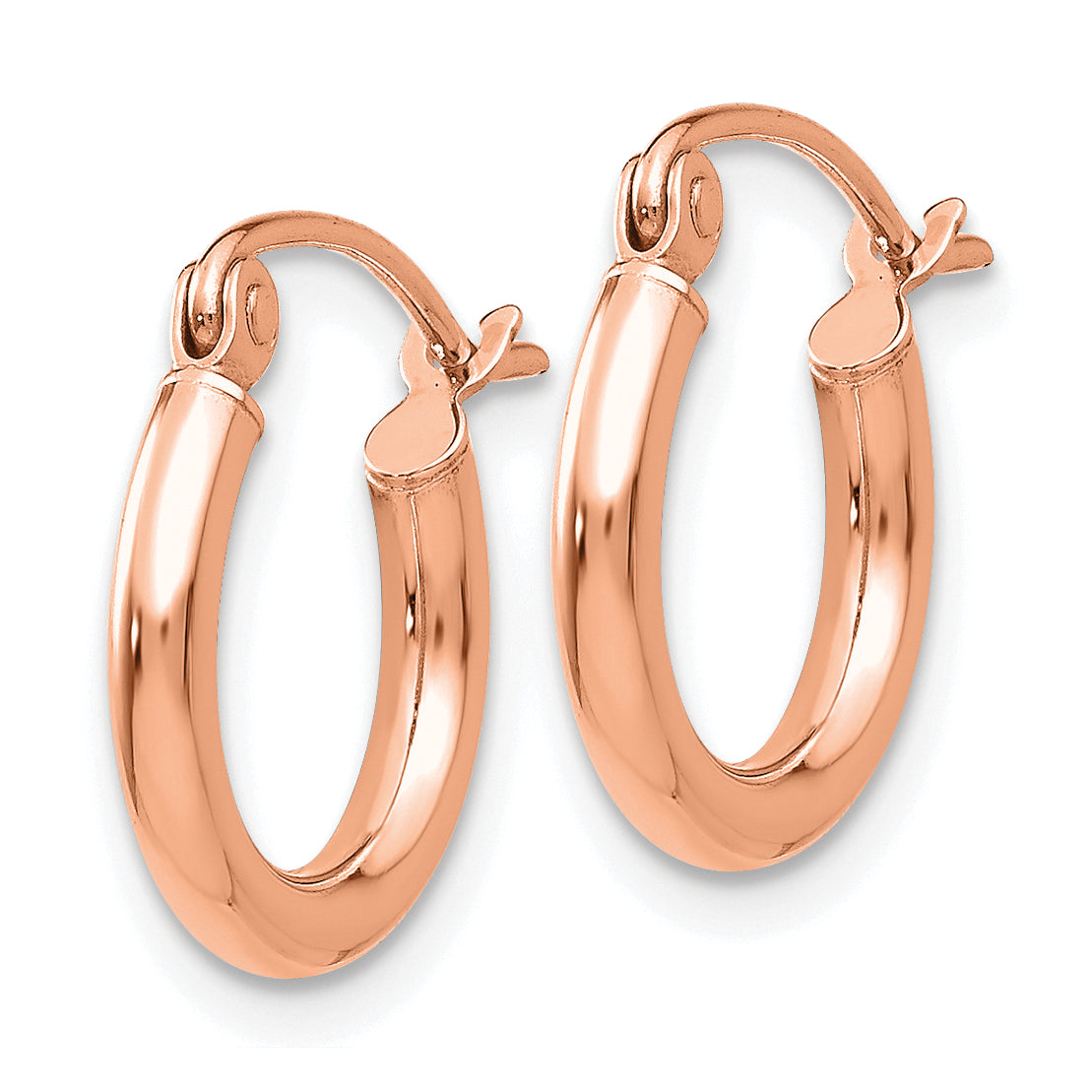 10k Rose Gold Polished 2x12mm Lightweight Tube Hoop Earrings Secondary image