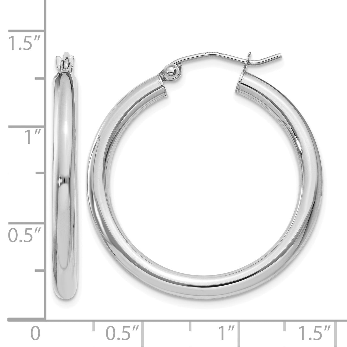 Tube Hoop Earrings in 10K White Gold, 3x30mm - Sophia Jewelers