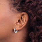 10k White Gold Polished 3mm Lightweight Tube Hoop Earrings