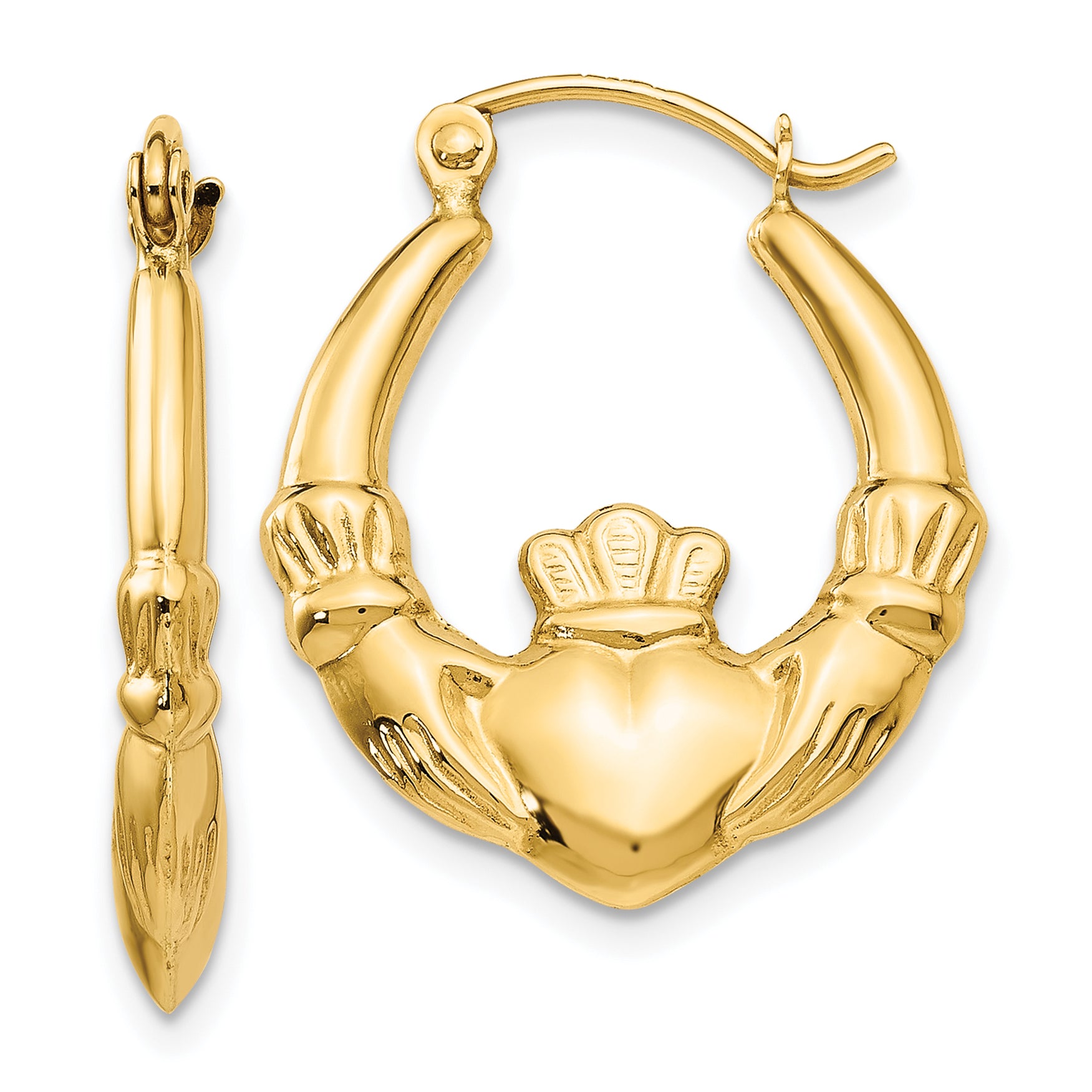10k Polished Claddagh Hoop Earrings Main image