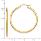 10K Polished 2mm Lightweight Tube Hoop Earrings